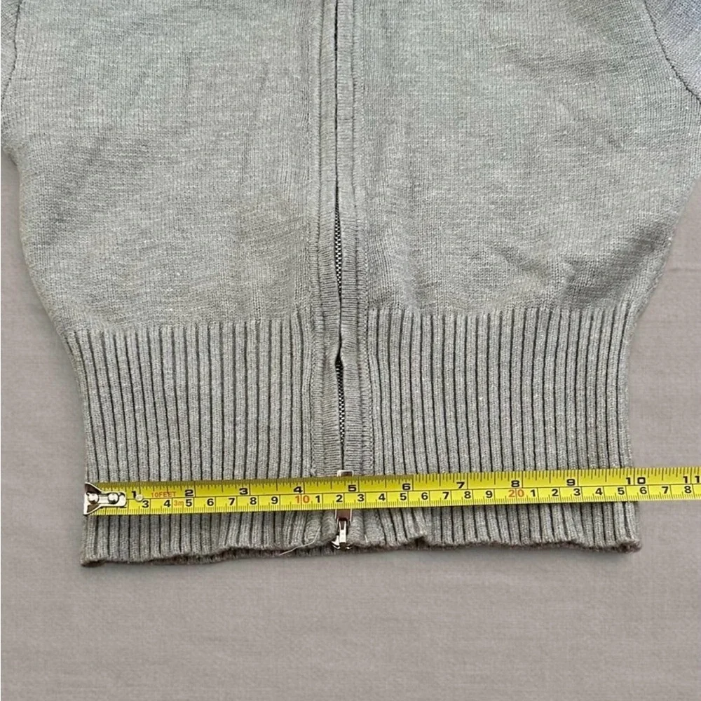 Kimberly C Gray Ribbed Zip Up Crop Top